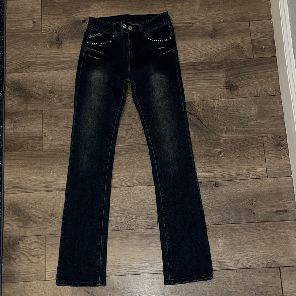 SHEIN Dark Wash Straight Leg Jeans